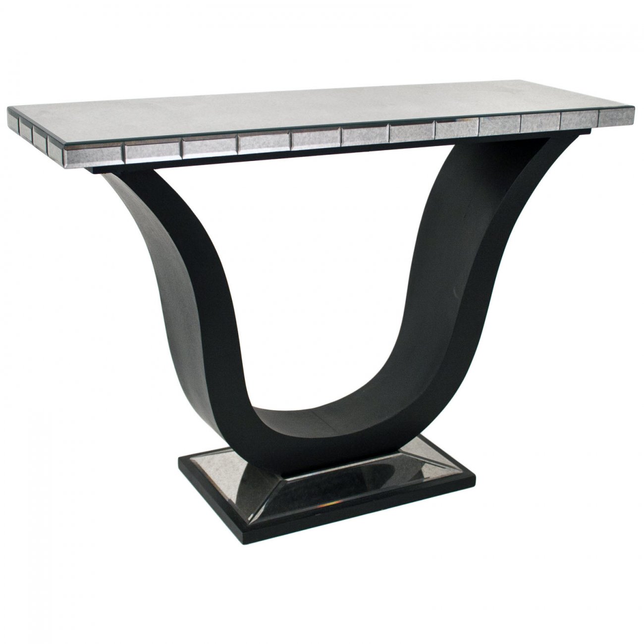 Консоль черная с фигурной ножкой и зеркальной столешницей Berlin RVASTLEY PUSHA 060938 Черный  - Вид №1