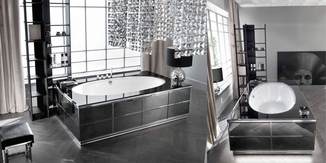 Комбинация ванной комнаты H01 в отделке VETRO specchio fumè MILLDUE HILTON HILTON01 - Вид №1