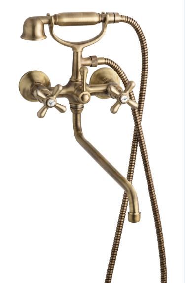 12011СМ25CR Смеситель Deco Classic с длинным изливом (25см) и ручным душем для ванной, цвет хром EMMEVI Decò classic