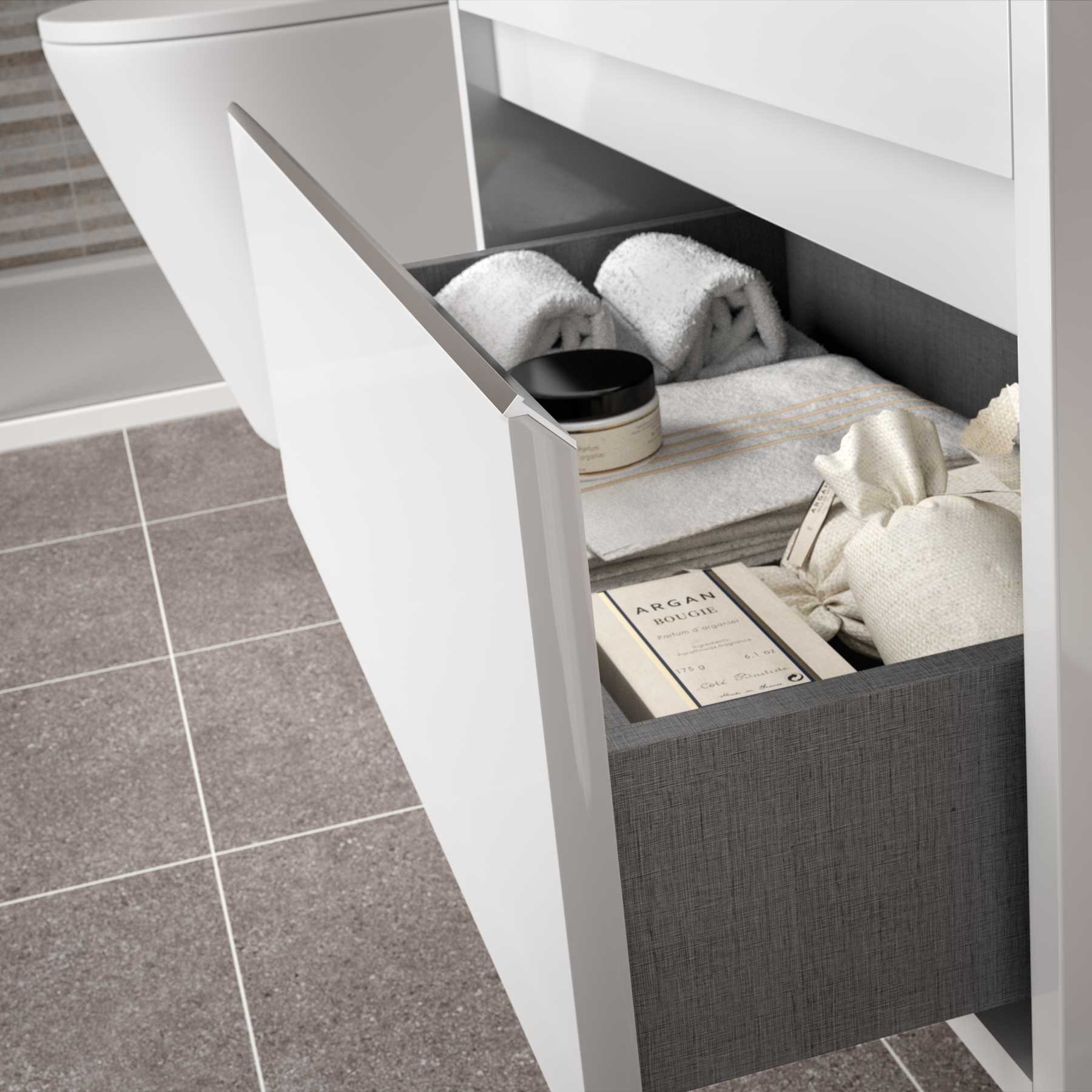 21615 SALGAR Мебель для умывальника S40 600 2 ящика GLOSS WHITE 598 x 556 x 385 мм Глянцевый белый  - Вид №4