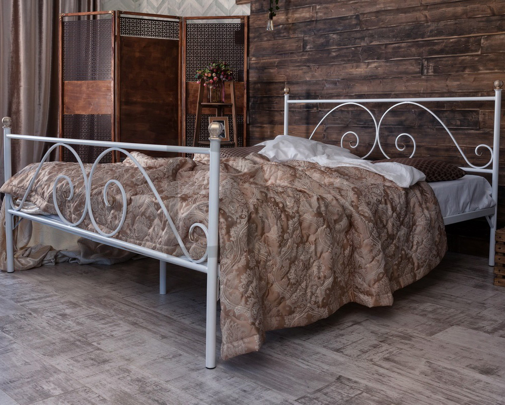 Кованая двуспальная кровать 160х200 с двумя спинками белая "Анталия" FRANCESCO ROSSI АНТАЛИЯ 134682 Белый - Вид №3