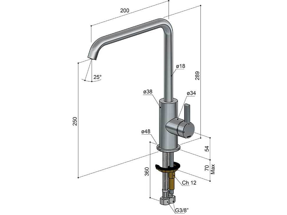 Смеситель для кухни из латуни с поворотным изливом Hotbath Ace ARCH-00038083 - Вид №2