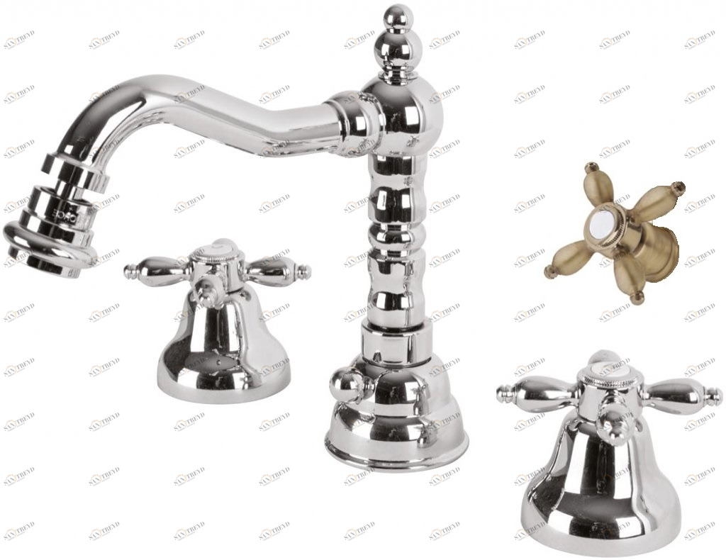 Смеситель на биде на три отверстия с донным клапаном CEZARES NOSTALGIA-BBS2-02