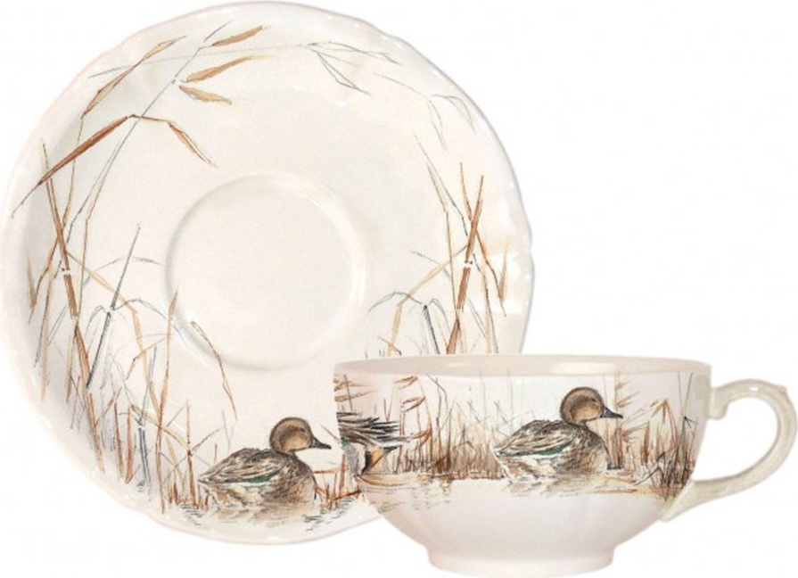 92365 Gien Набор чашек для завтрака с блюдцами Gien Солонь 320мл, фаянс, 2шт Фаянс 