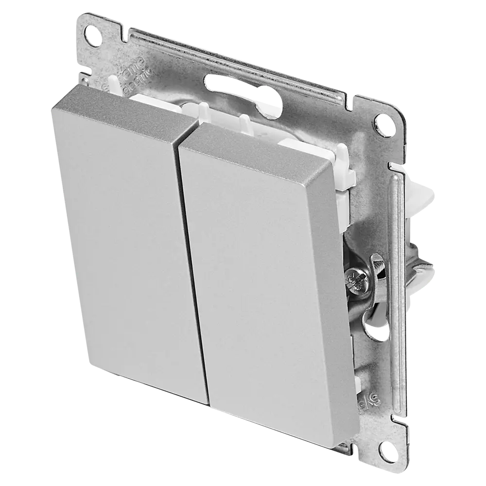 Выключатель встраиваемый Systeme Electric AtlasDesign 2 клавиши цвет алюминий 89457368 STLM-2075441 - Вид №1