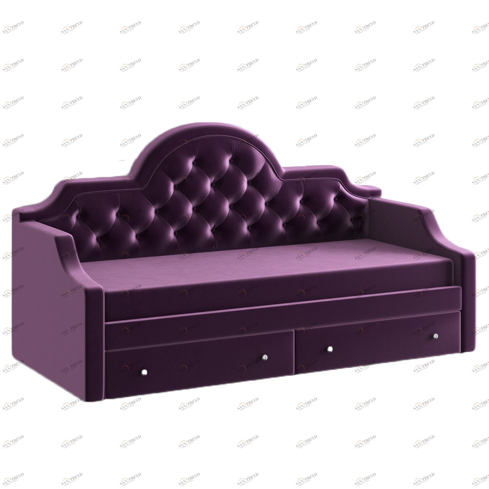 Диван-кровать детский с 2 выдвижными ящиками 90х190 см темно-фиолетовый с каретной стяжкой DayBed KREIND DAYBED 00-3880017 Фиолетовый Santreyd 