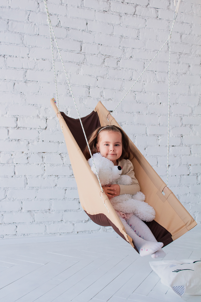 Гамак детский эргономичный бежево-коричневый ПОКАЧАЙКА  326718 Бежевый Santreyd  - Вид №7