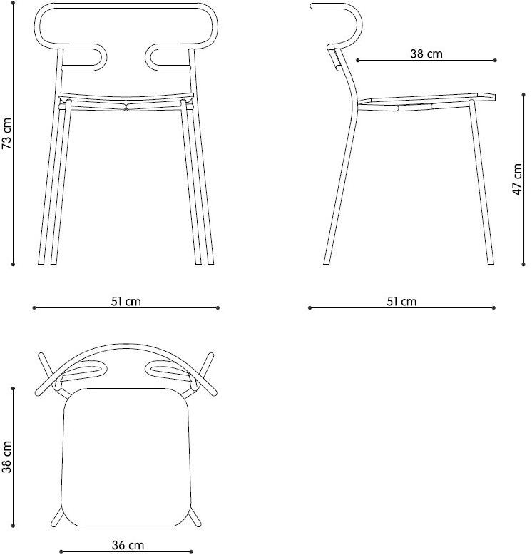 TrabA' Стул из металла и полиуретана с открытой спинкой Genoa 0047-met-pu - Вид №10
