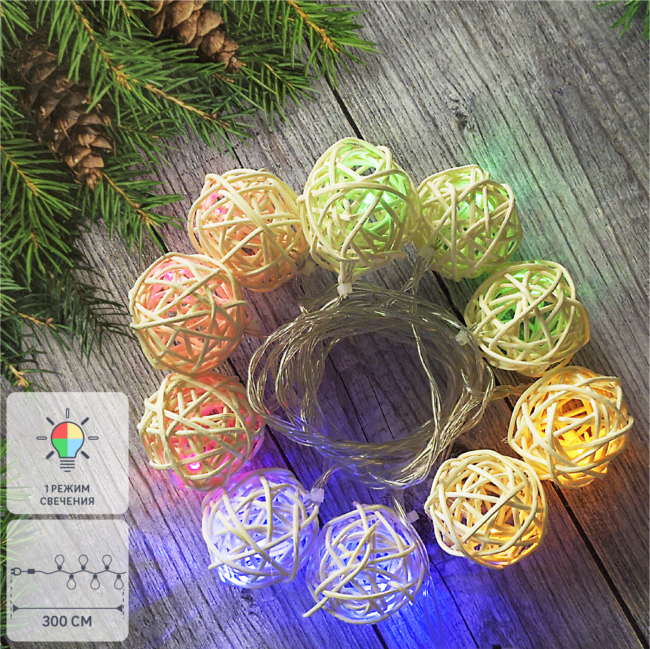 82839206 Электрогирлянда комнатная Нить 3м 10 ламп разноцветный 1 режим работы STLM-0036894 Santreyd 