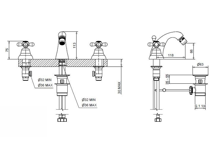 Смеситель для биде из хромированной латуни Bugnatese Old ' 800 ARCH-00017381 - Вид №1