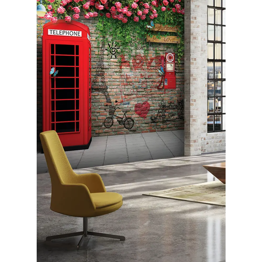 Фотообои «Телефонная будка» 3D флизелиновые 300х270 см L12-976 82912492 STLM-2013967 FBRUSH 3D FLIZART - Вид №2