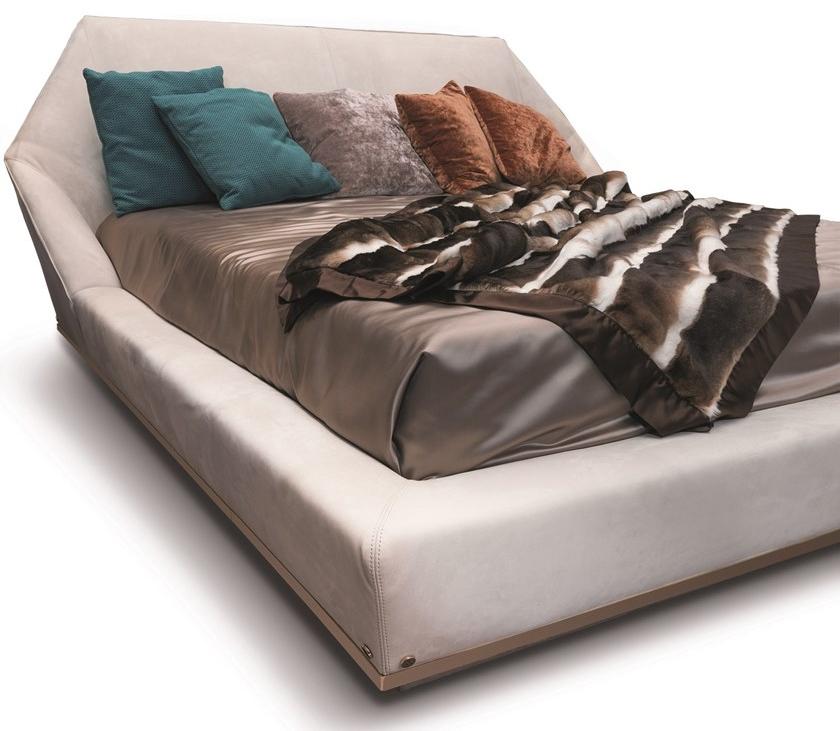 Longhi Двуспальная кровать из кожи с обитым изголовьем Loveluxe W 815 - Вид №5