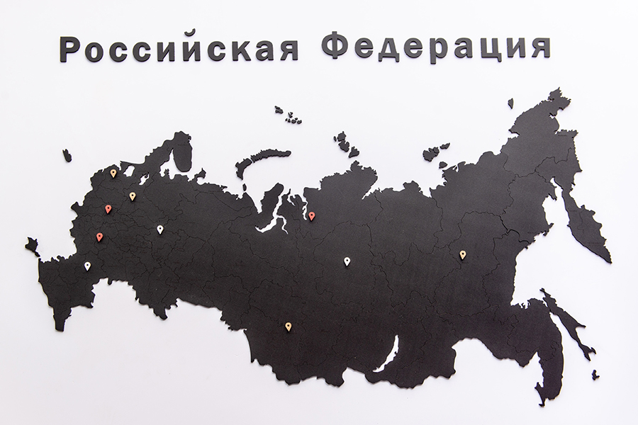 19-25 Карта-пазл wall decoration "российская федерация" с городами, 98х53 см, черная Mimi  - Вид №11