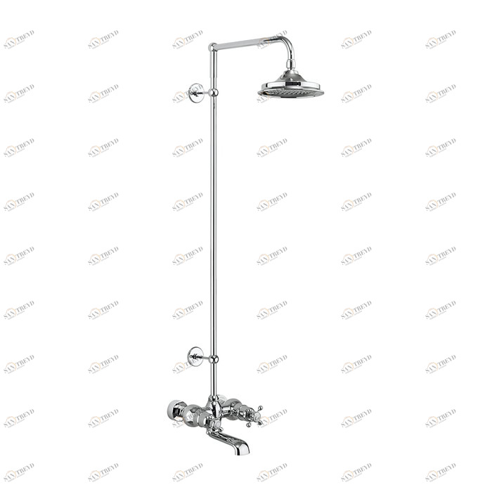 Душевая стойка c внешним термостатом, настенный BT2WS c душевой насадкой 12'' Tay Burlington T2WS, V60/ARCV60 CHR, V22/ARCV22 CHR 