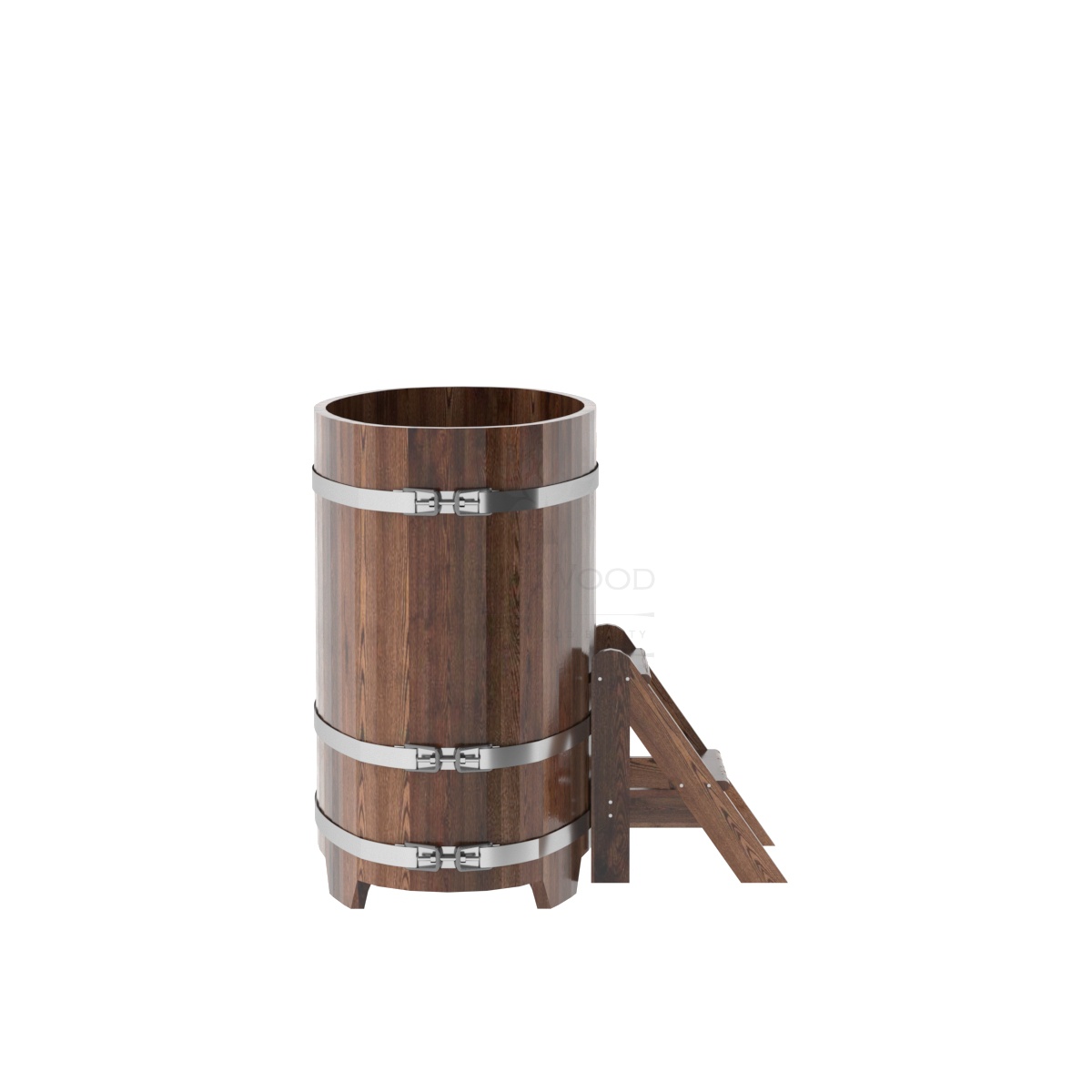 1136 Купель овальная из лиственницы 0,69х1,31х1,1 морёная премиум Alyarus  - Вид №2