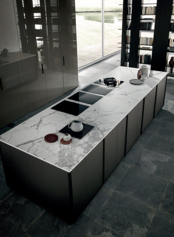 Линейная выдвижная кухня из дуба с островом MODULNOVA Frame ARCH-00124792 - Вид №1