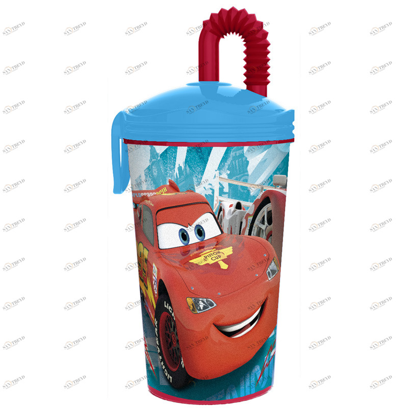 Стакан с соломинкой "Тачки", 430 мл STOR ТАЧКИ 336002 Синий Santreyd 