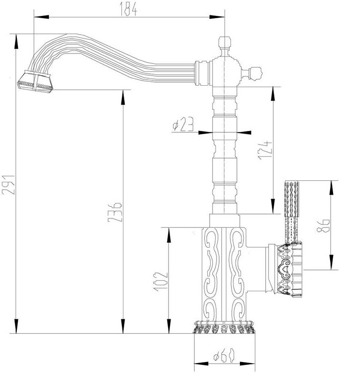 Смеситель ZorG Antic A 109K-BR для кухонной мойки, бронза - Вид №2