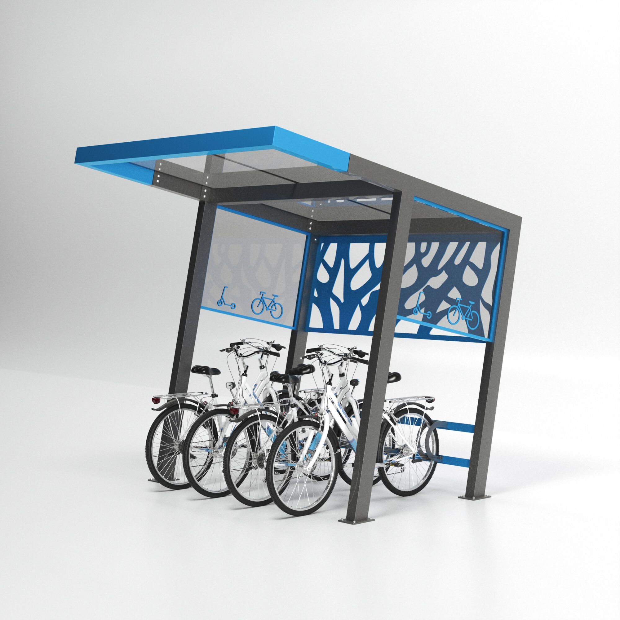 Стальной и поликарбонатный навес для велосипедов и мопедов CITYSì CROSS ARCH-00108240 - Вид №7
