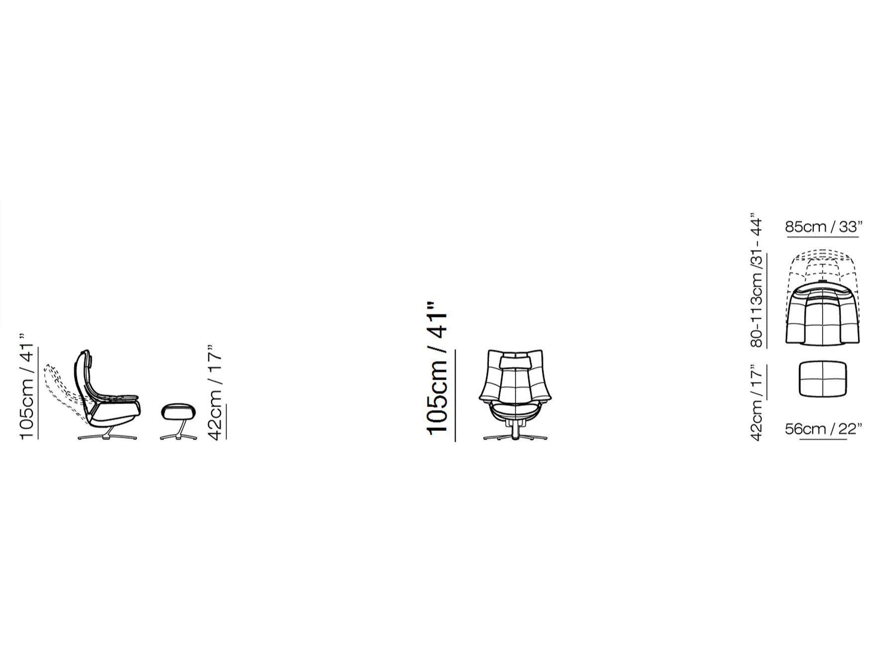 Вращающееся кресло с подставкой для ног Natuzzi Italia RE-VIVE ARCH-00097249 - Вид №9