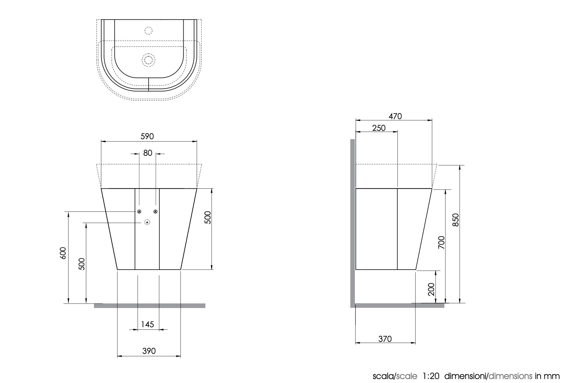 Подвесной умывальник Azzurra Ceramica ARCH-00059250 - Вид №3
