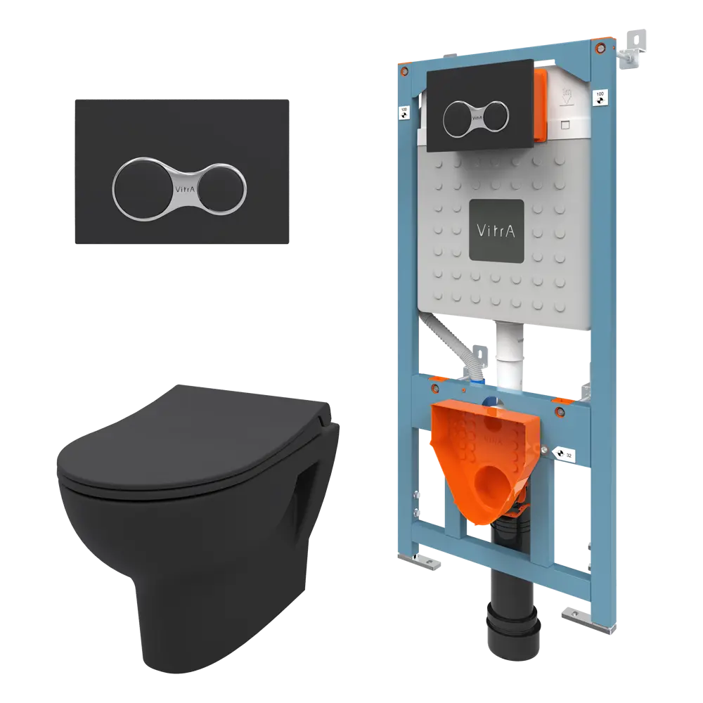 Комплект инсталляция с унитазом Vitra Stern 9016B083-7203 цвет черный 87071817 STLM-2119063 - Вид №2