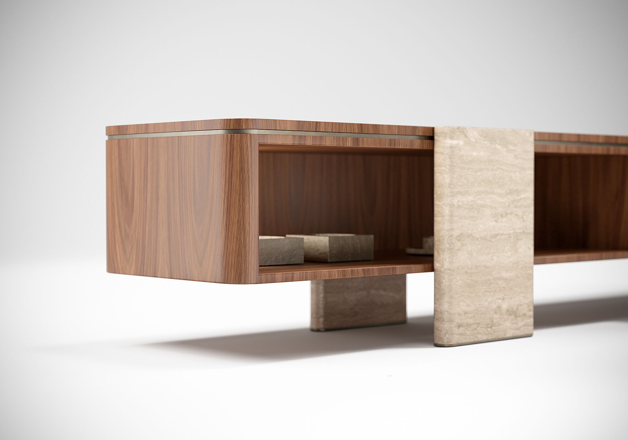 Низкий деревянный и стеклянный шкаф для телевизора с ящиками Capital Collection Aurelia ARCH-00017909 - Вид №11