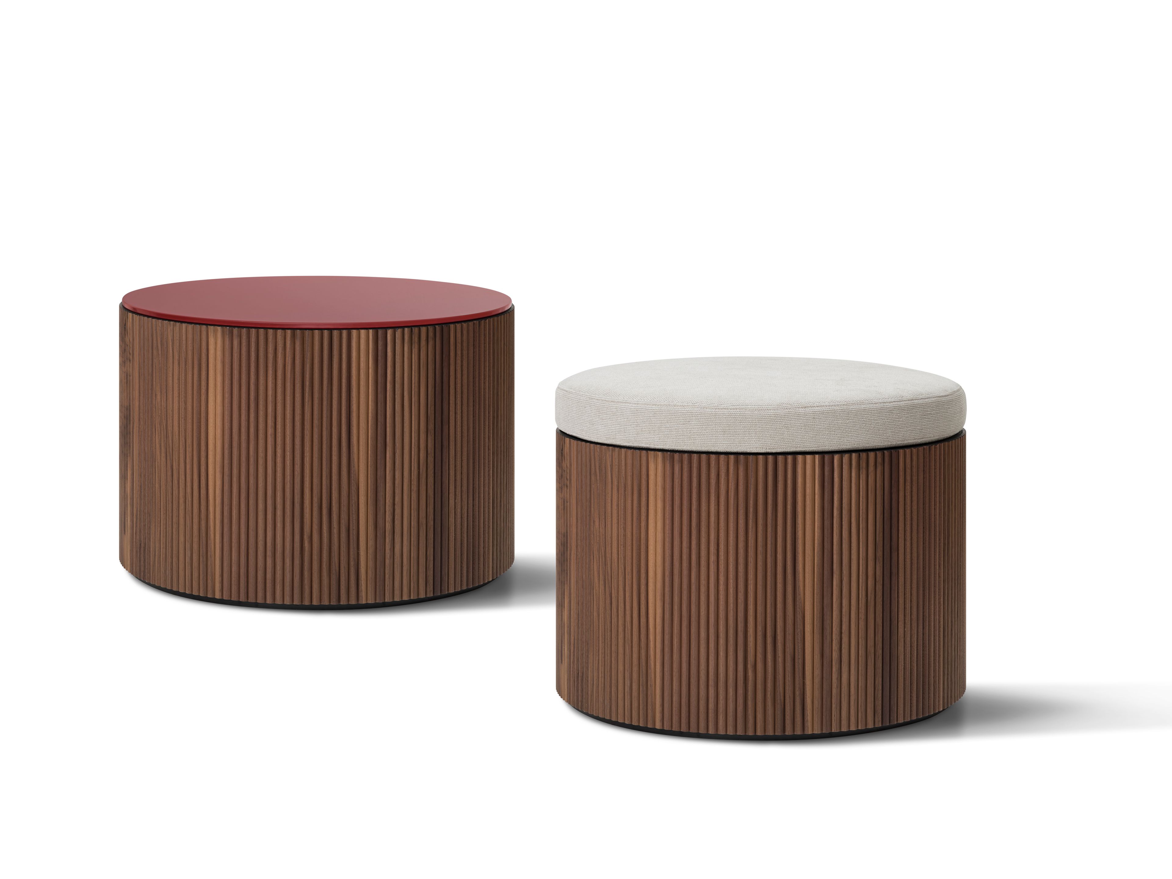 Круглый журнальный столик из ореха Каналетто и окрашенное стекло Lema Drum ARCH-00144139 - Вид №3