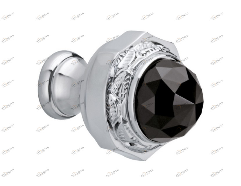 0Z5746.BN0.71 Ручка корпуса диаметром 32 мм с черным кристаллом Swarovski Античное серебро Mestre 