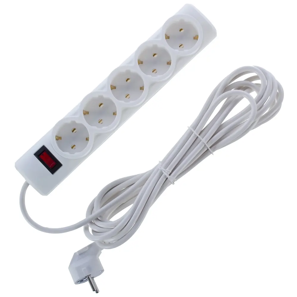 Сетевой фильтр Defender ES 5 розеток с заземлением 5 м 2200 Вт цвет белый STLM-2162614