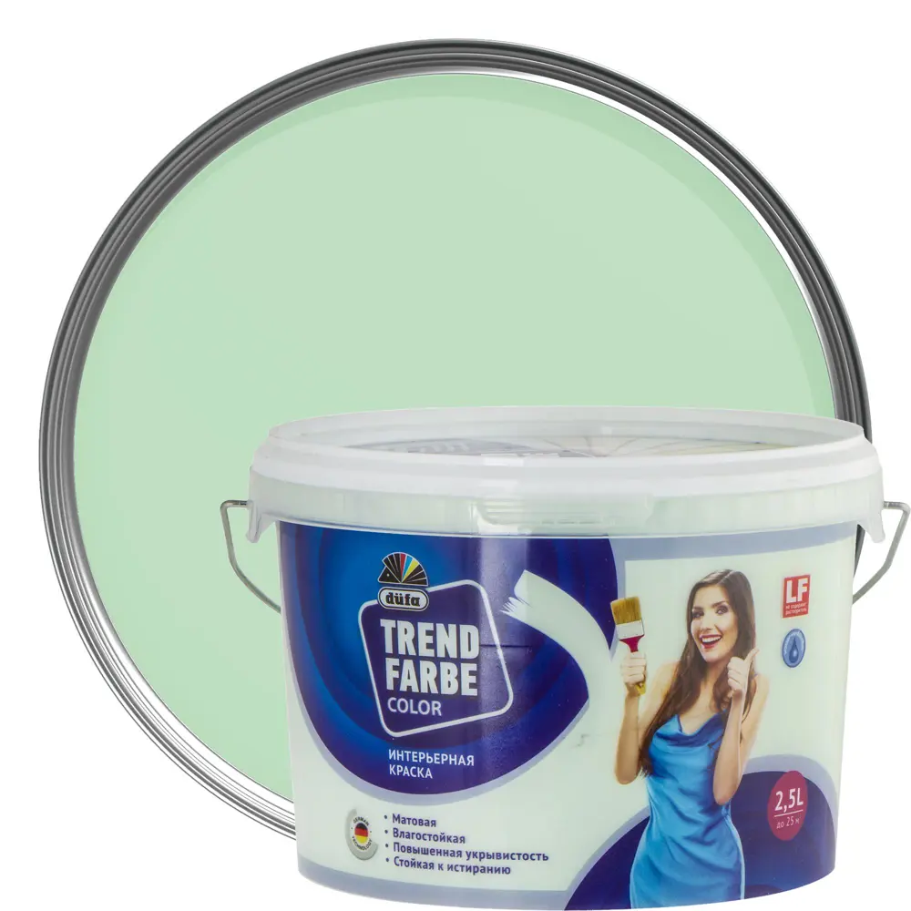 Краска водно-дисперсионная Trend Farbe цвет мятный 2.5 л Dufa STLM-2197380