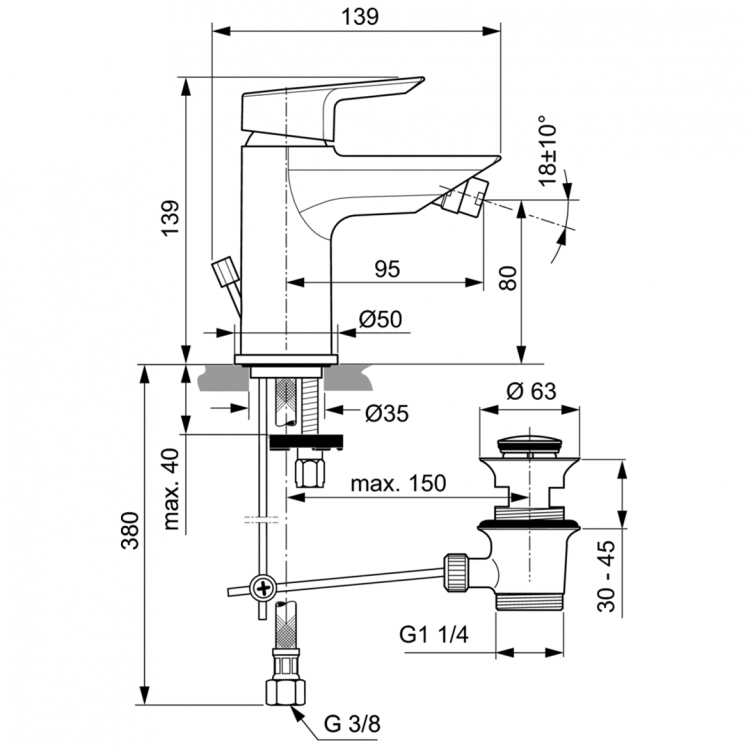 A6579AA Смеситель для биде Ideal Standard TESI - Вид №5