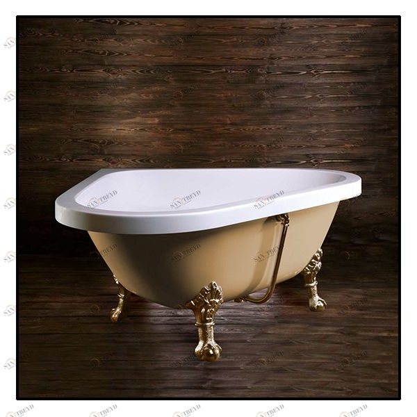 Ванна Akcjum Camelia WR-07-05-Br-N угловая бежевая с золотыми ножками WR0705BRN