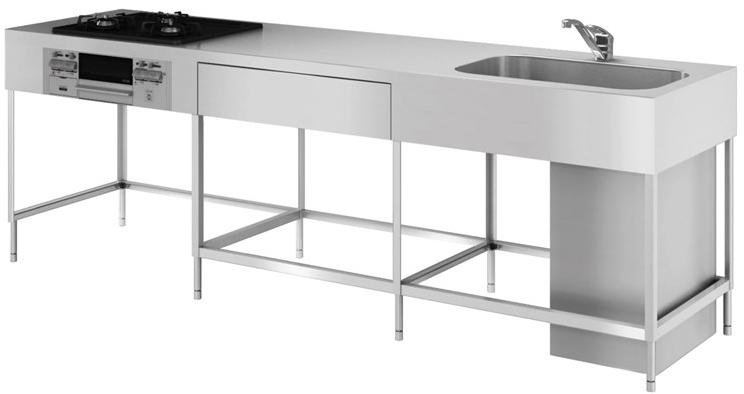 sanwacompany Кухня из нержавеющей стали с островом без ручек sun-id-1404466 - Вид №11