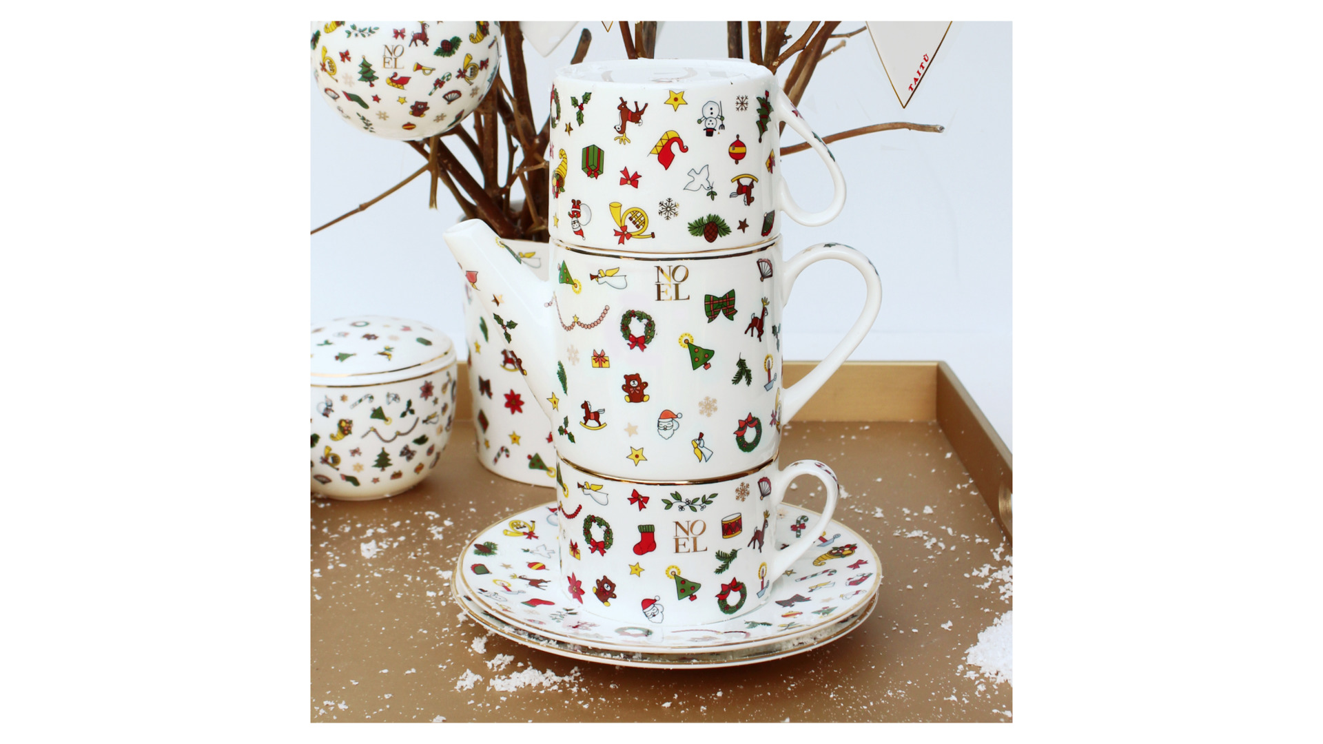 10668241 Taitu Сахарница Taitu "Новый год" 250мл Фарфор  - Вид №2