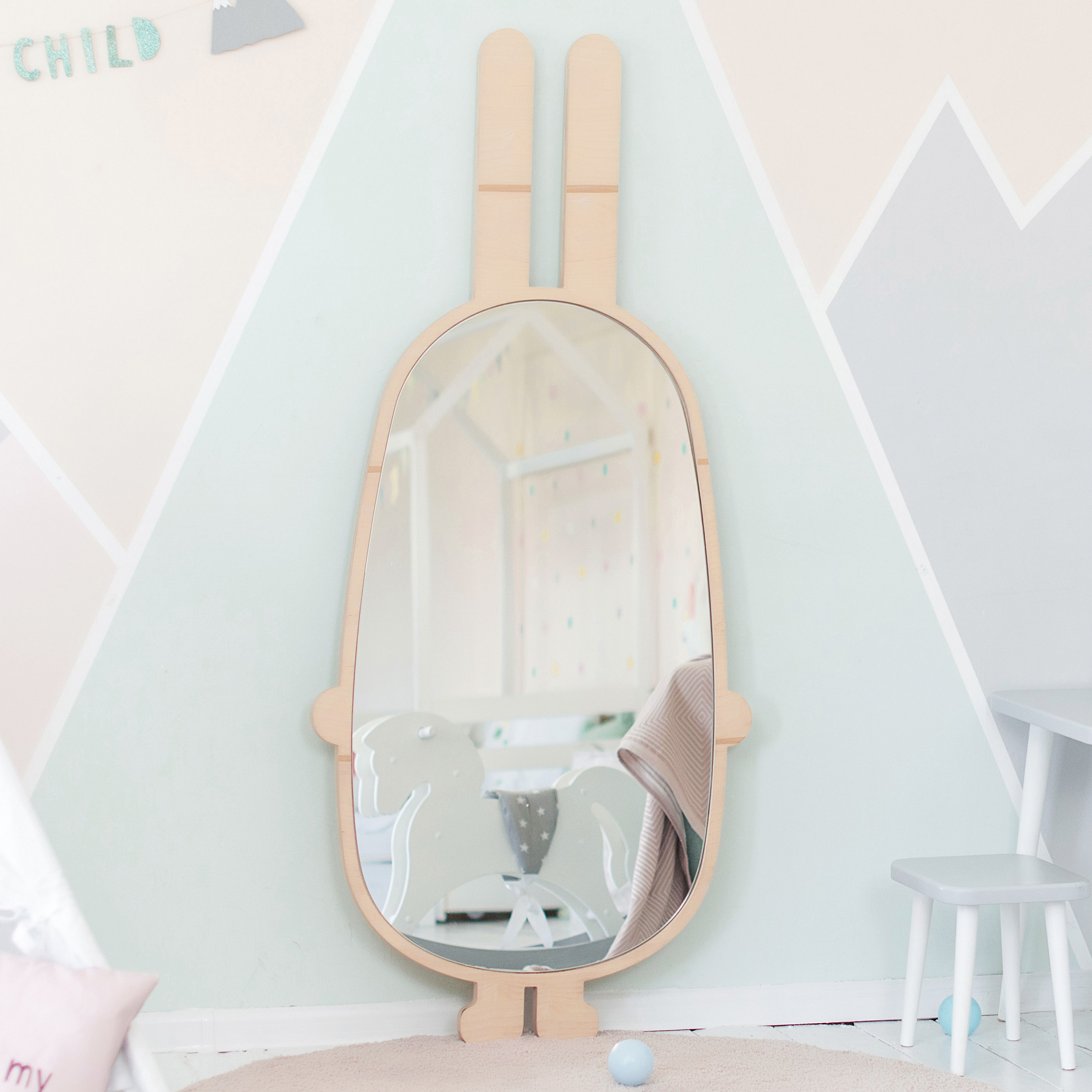 Зеркало детское напольное натуральное дерево "Заяц" ЗАЯЦ  00-3859370 Бежевый Santreyd  - Вид №1