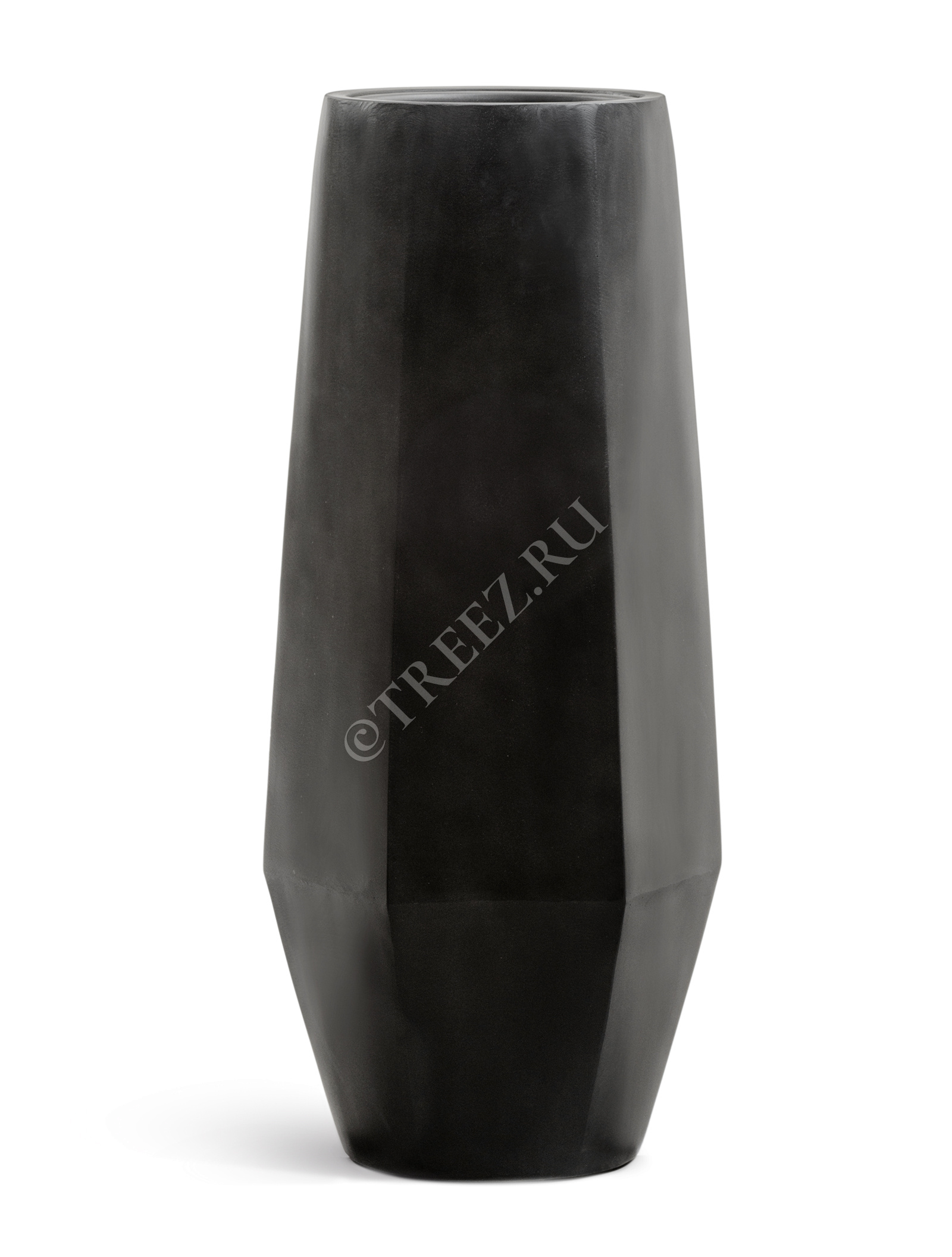 41.3321-08-048-BLCK-097 Кашпо  Effectory - серия Crystal - Высокий многогранник - Антрацит Цветочная коллекция  - Вид №3