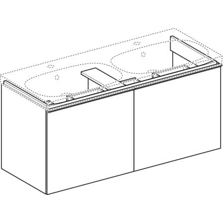 500.613.16.1 Шкафчик для двойной раковины Geberit Acanto, с двумя выдвижными ящиками и сифоном Geberit  - Вид №1