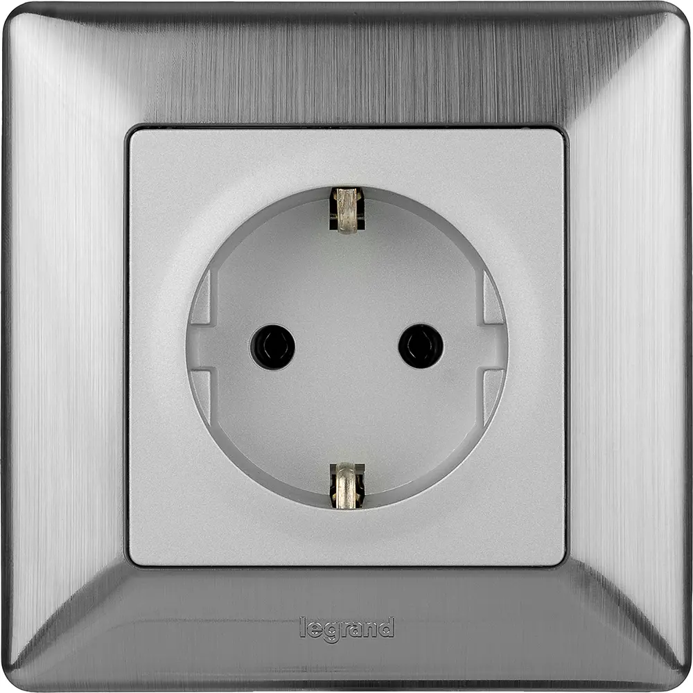 Розетка Legrand VLN-L 2 контакта с заземлением цвет алюминий 82169350 STLM-2183199 Valena Life - Вид №5