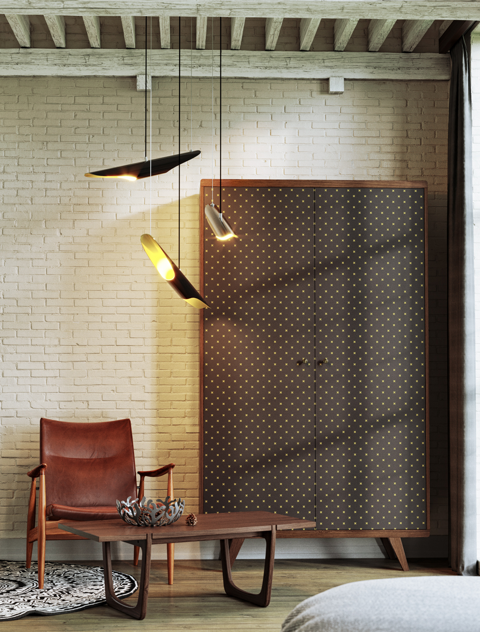 Шкаф распашной двухдверный с принтом желтый с белым Thimon THE IDEA  210336 Бежевый;желтый;разноцветный  - Вид №2