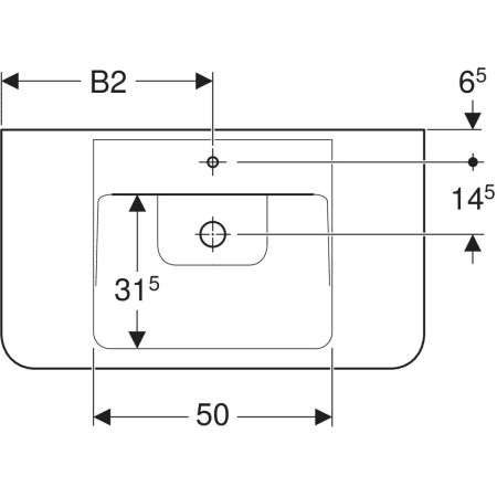 125100000 Накладная раковина Geberit Renova Plan с полкой Geberit  - Вид №2