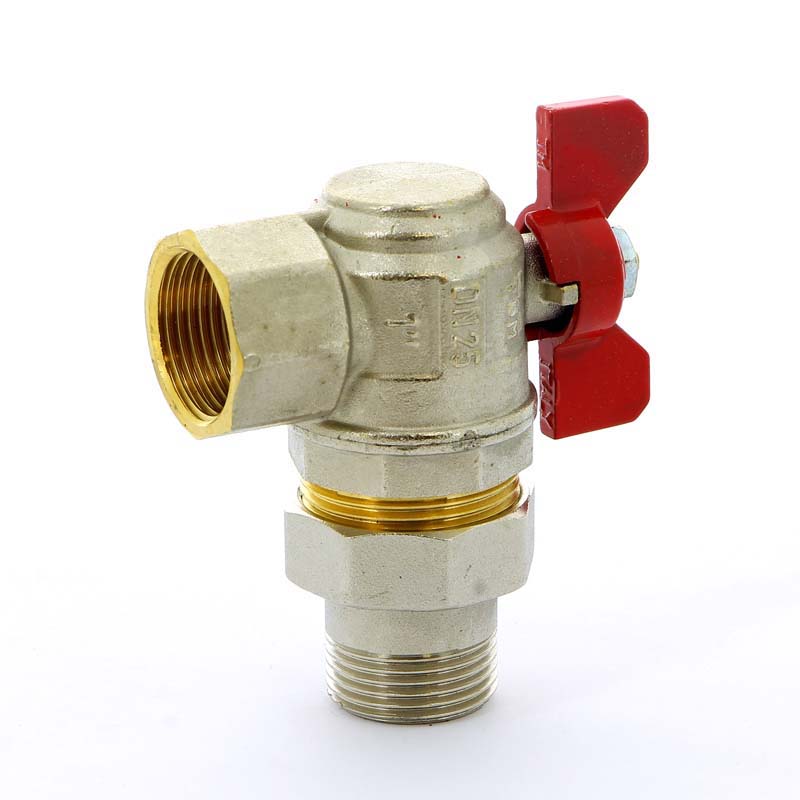 Кран шаровой НВ с разъемным соединением для коллектора бабочка TIEMME угловой 1" 2120006 - Вид №2