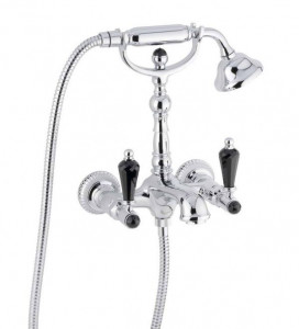 98011LCSWNEOR Смеситель The One с ручным душем для ванны. Черные кристаллы Swarovski, цвет золото