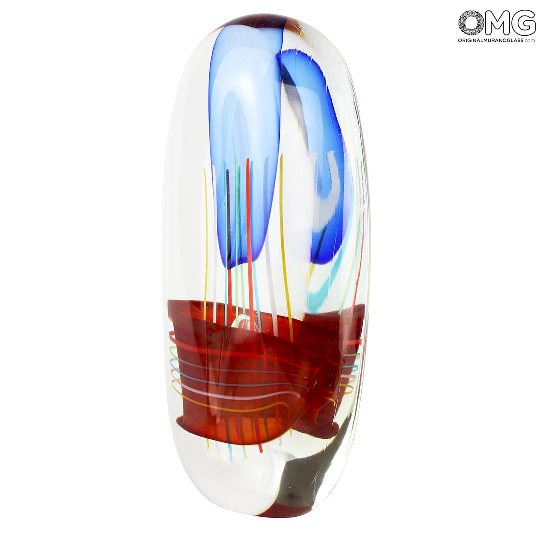 4632 ORIGINALMURANOGLASS Скульптура Мыльный пузырь - красно-синяя - соммерсо - муранское стекло OMG 8 см  - Вид №1