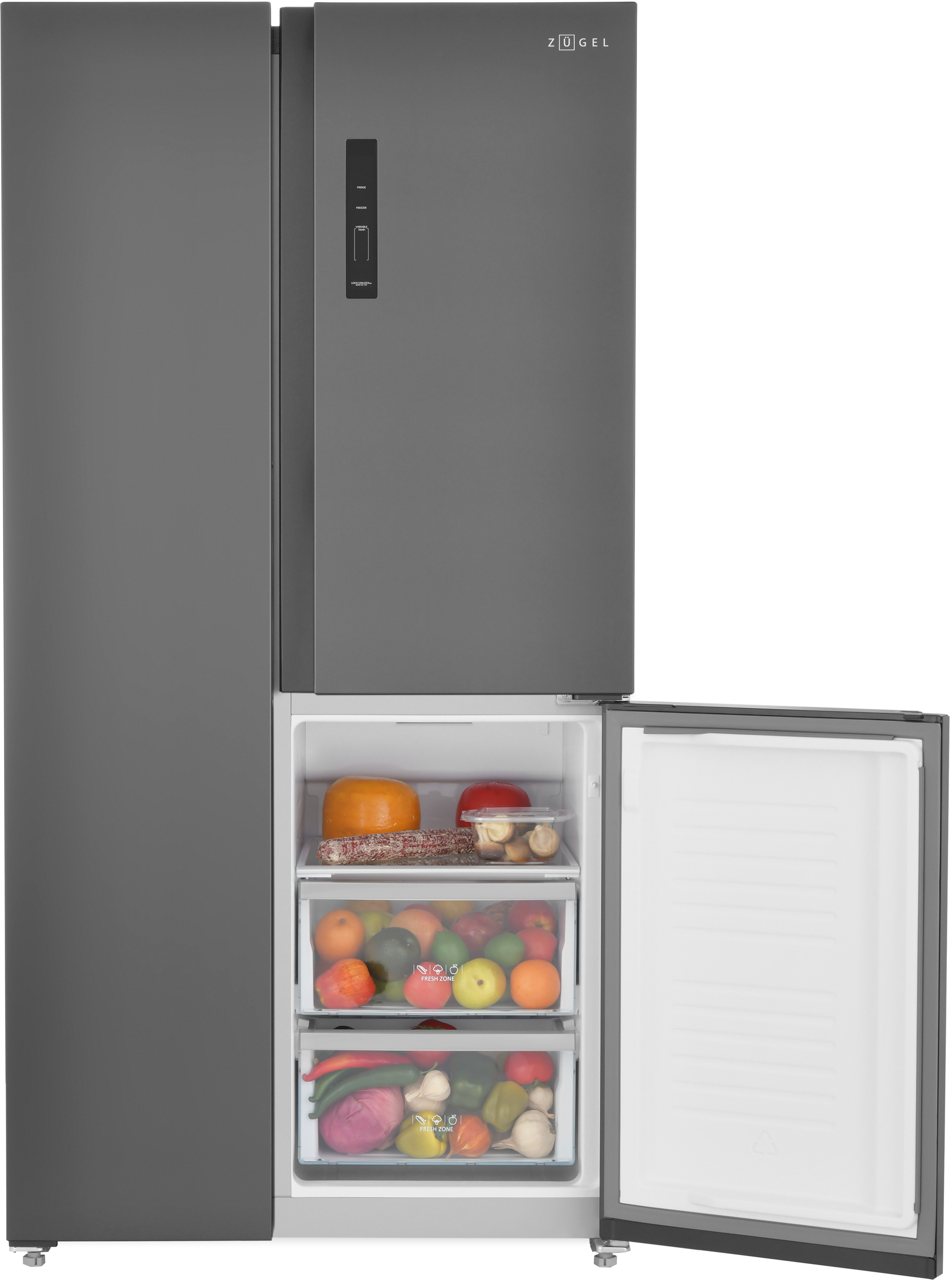 9185196 Холодильник Side by Side   ZUGEL ZRTD459XB черный STDN-0120863 - Вид №2