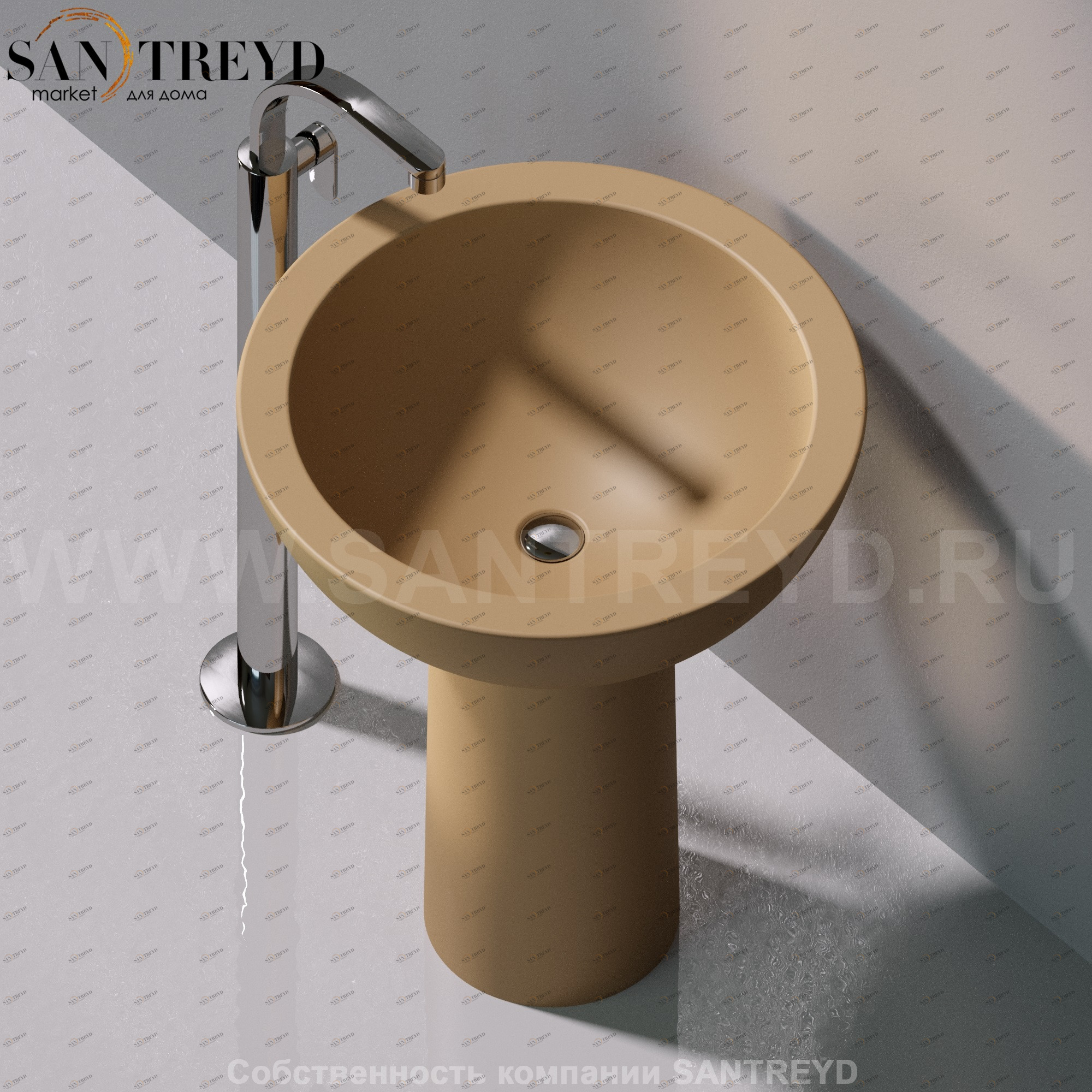 FN70L9004 Напольная раковина стоящая круглая Ceramica Flaminia Fonte