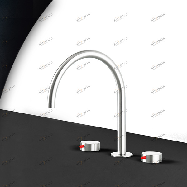 Смеситель для раковины сталь глянцевая с красной ручкой Toki Radomonte TKI25LCIL35