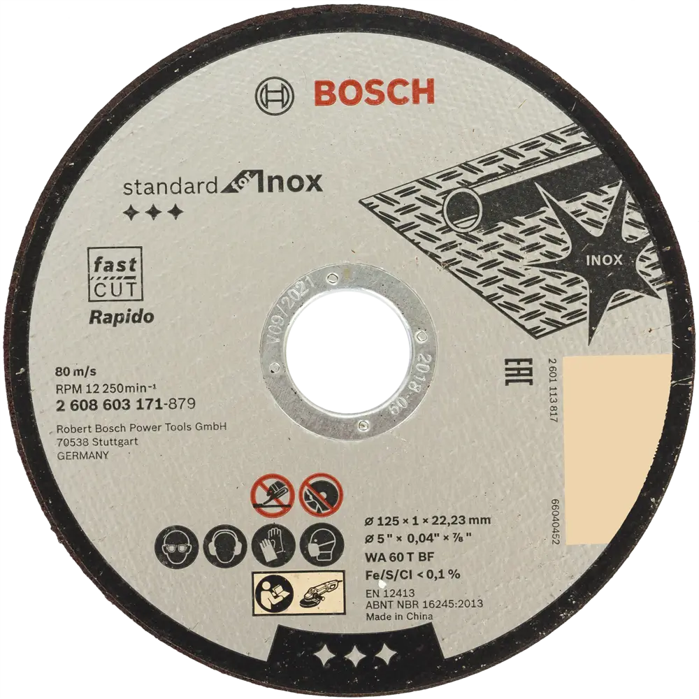 Диск отрезной по нержавеющей стали тип 41 Bosch Professional 2608603171 125x22.2x1 мм 80158959 STLM-2140670 