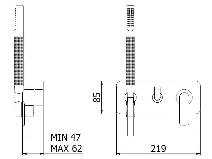 Однорычажный смеситель для душа с 3 отверстиями и ручным душем IB C-67 ARCH-00040959 - Вид №6