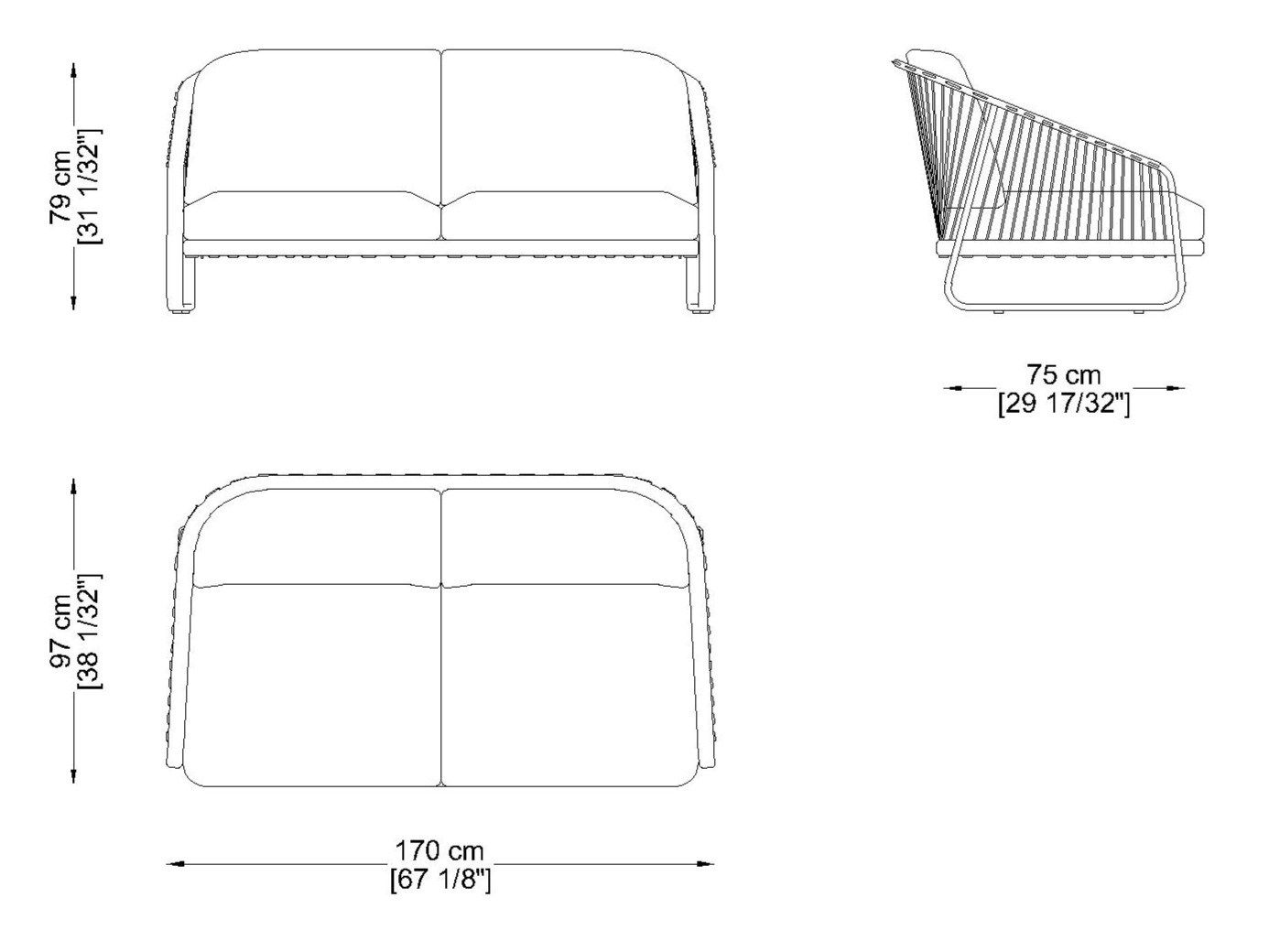 3-местный тканевый съемный садовый диван Coro Sally ARCH-00030622 - Вид №8